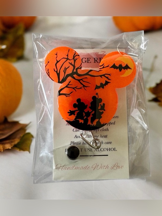 Other - Handmade Orange Halloween Mickey Badge